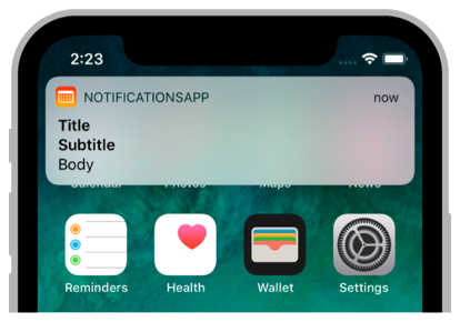 A push notification on iOS